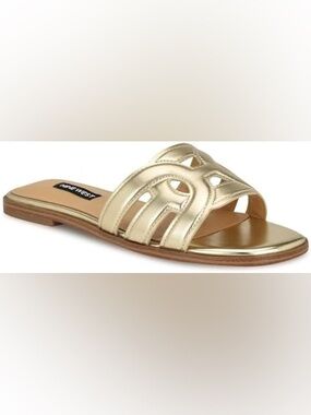 🌺 NWOT Nine West Gold Geena flat slide sandals